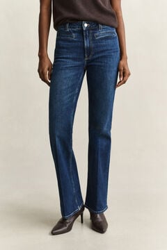 Monogram Flared Jeans — DARK BLUE WORN IN 4
