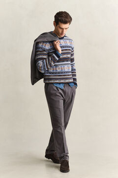 Fair Isle Crew Neck Sweater — EVENING BLUE 5