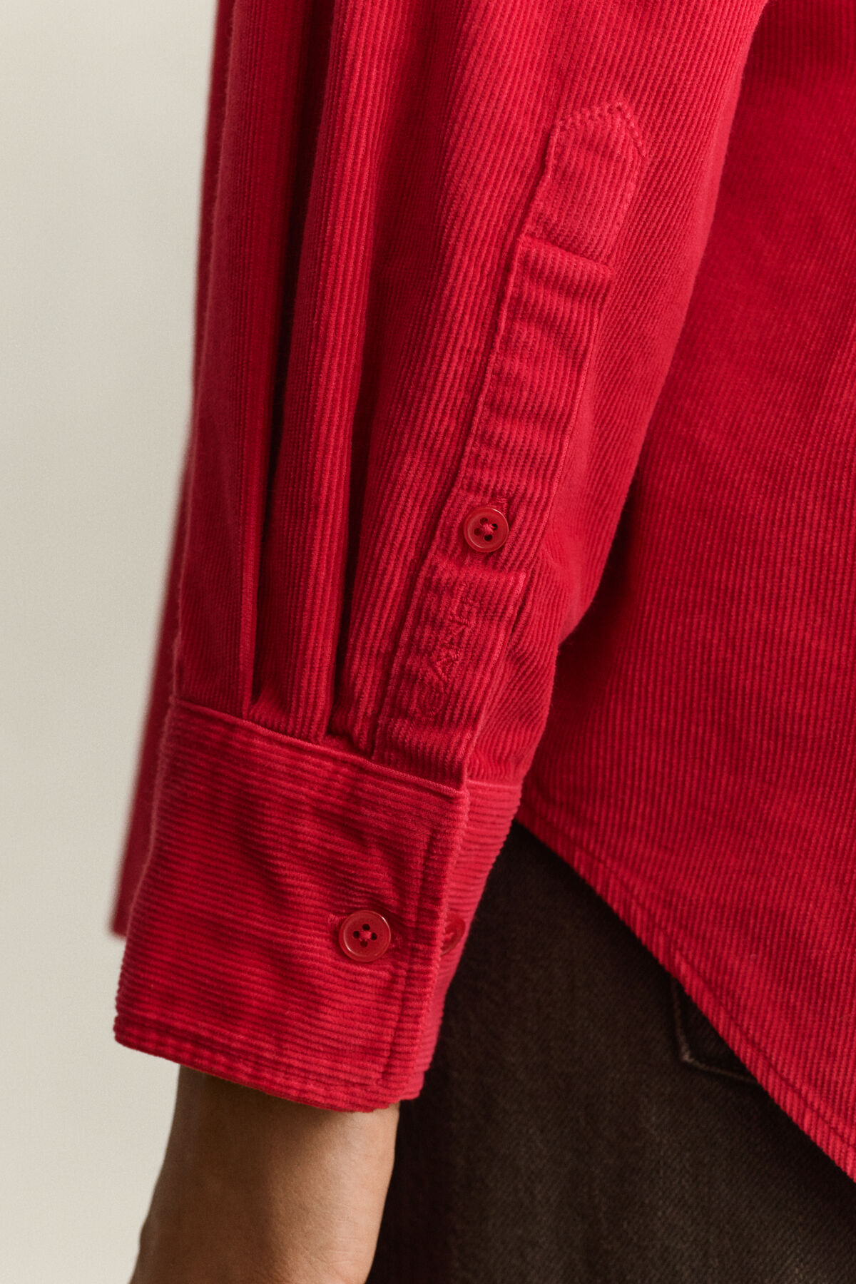 Relaxed Corduroy Shirt — RUBY RED