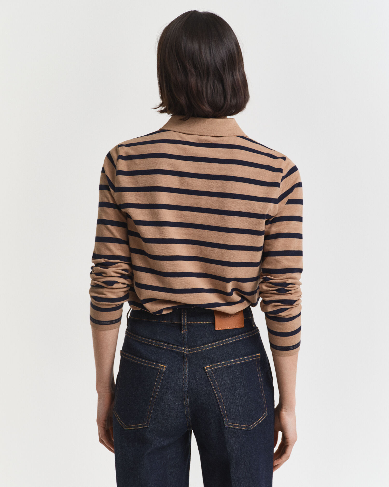 Breton Striped Long Sleeve Piqué Polo Shirt