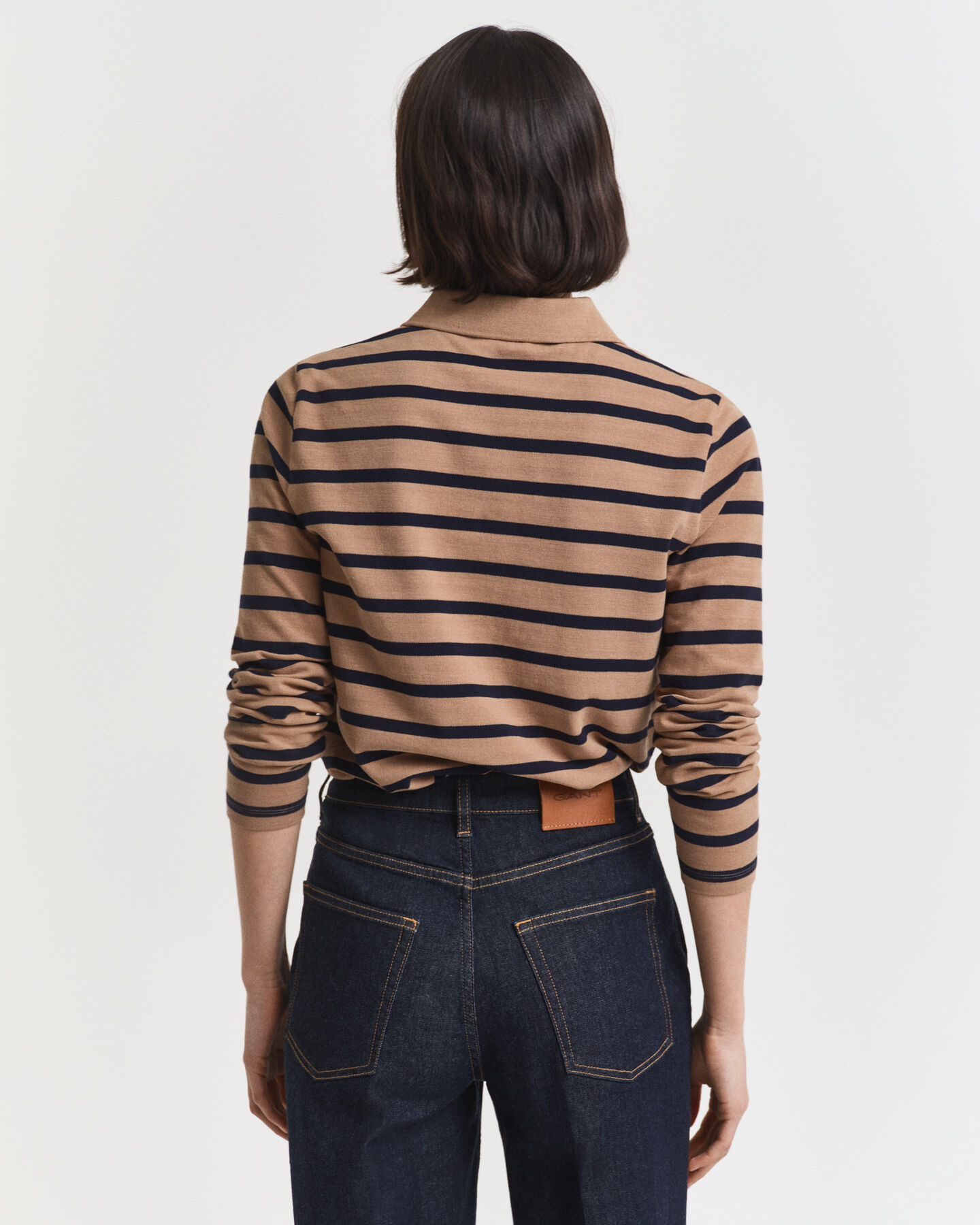 Breton Striped Long Sleeve Piqué Polo Shirt