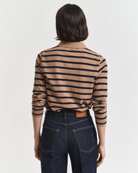 Breton Striped Long Sleeve Piqué Polo Shirt