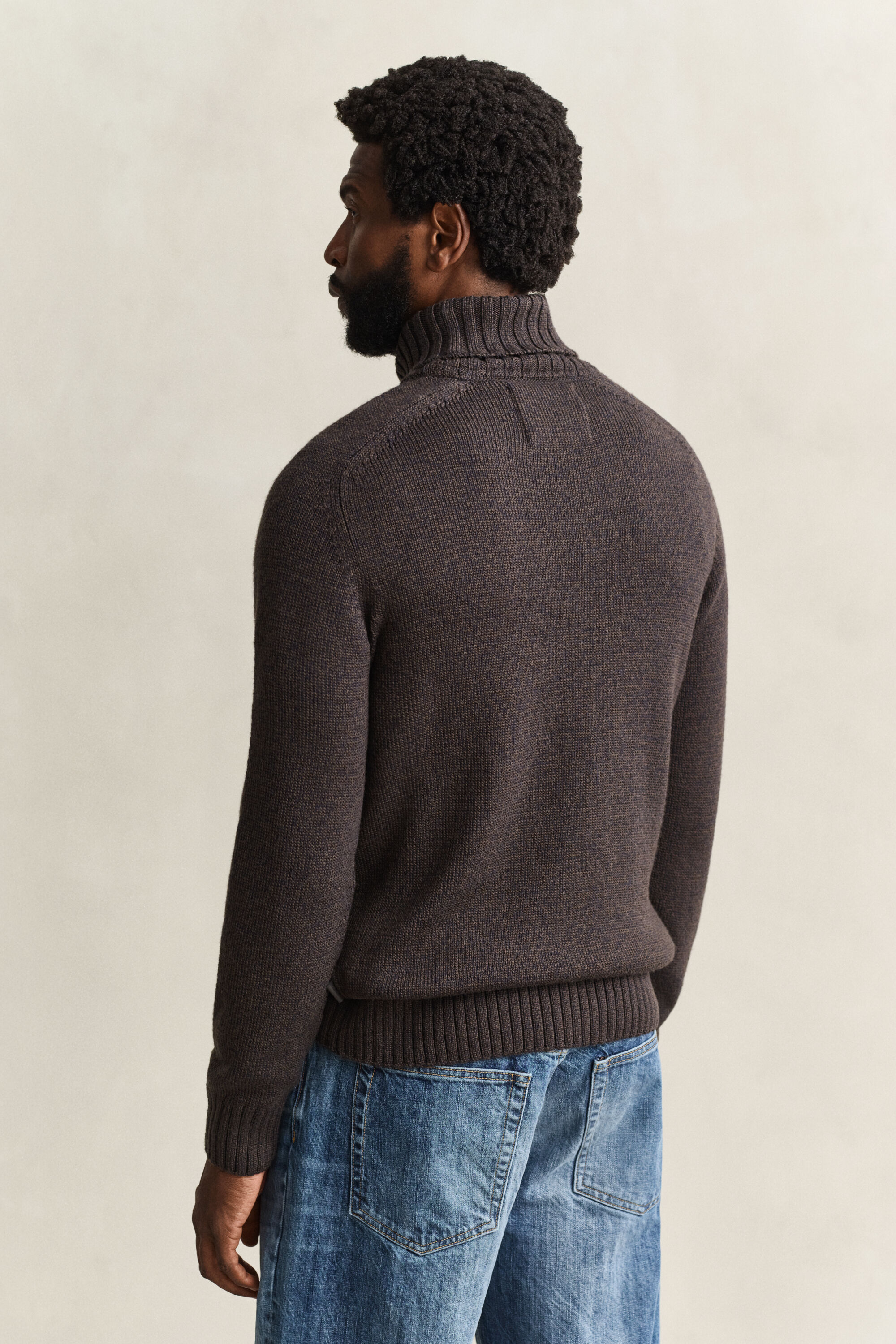 Wool Mouliné Blend Turtleneck Sweater