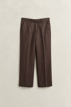 Wool Pinstriped Suit Pants — SHADOW BROWN 1