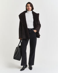 Stretch Cotton Cable Knit Turtleneck Sweater