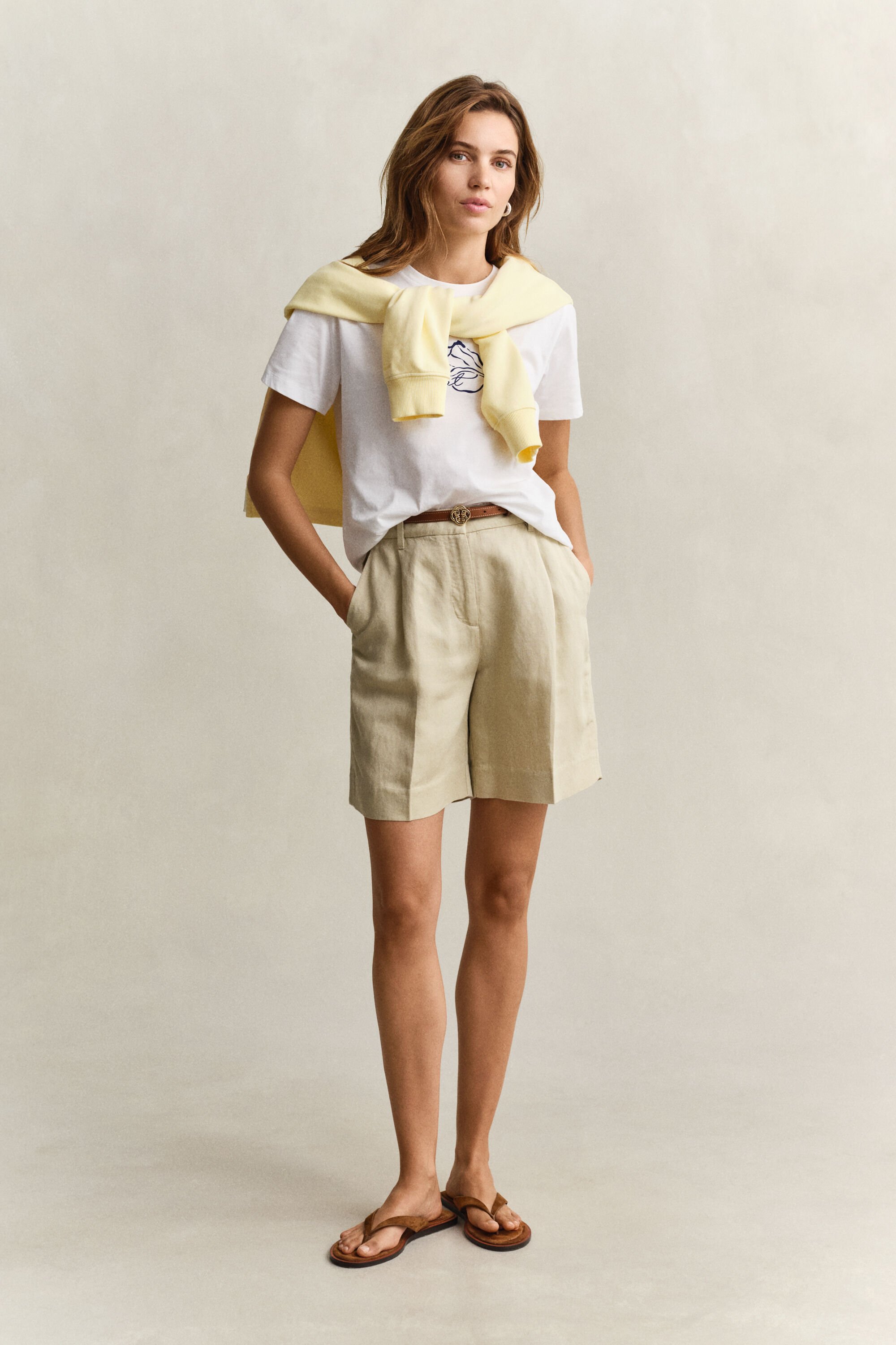 Tailored Linen Blend Shorts
