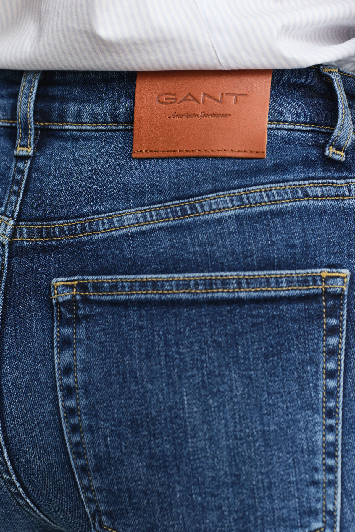Slim Flared Stretch Jeans — DARK BLUE WORN IN
