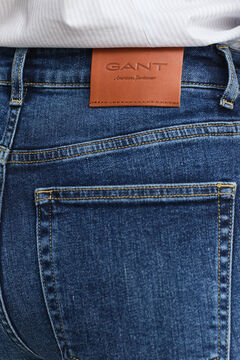Slim Flared Stretch Jeans — DARK BLUE WORN IN 3