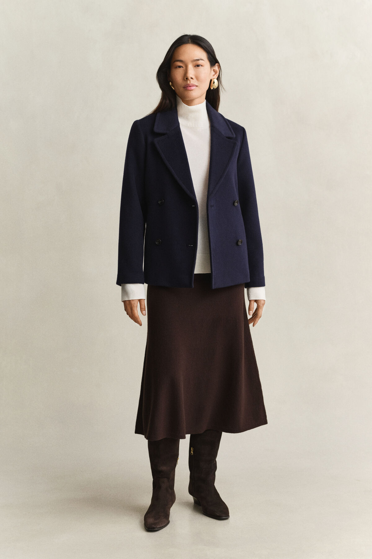 Superfine Lambswool Mock Neck Sweater — CREAM