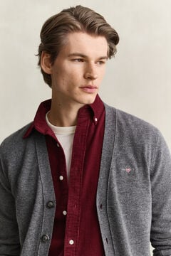 Lambswool V-Neck Cardigan — CHARCOAL MELANGE 3
