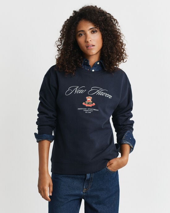 Crest Graphic Crew Neck Sweatshirt