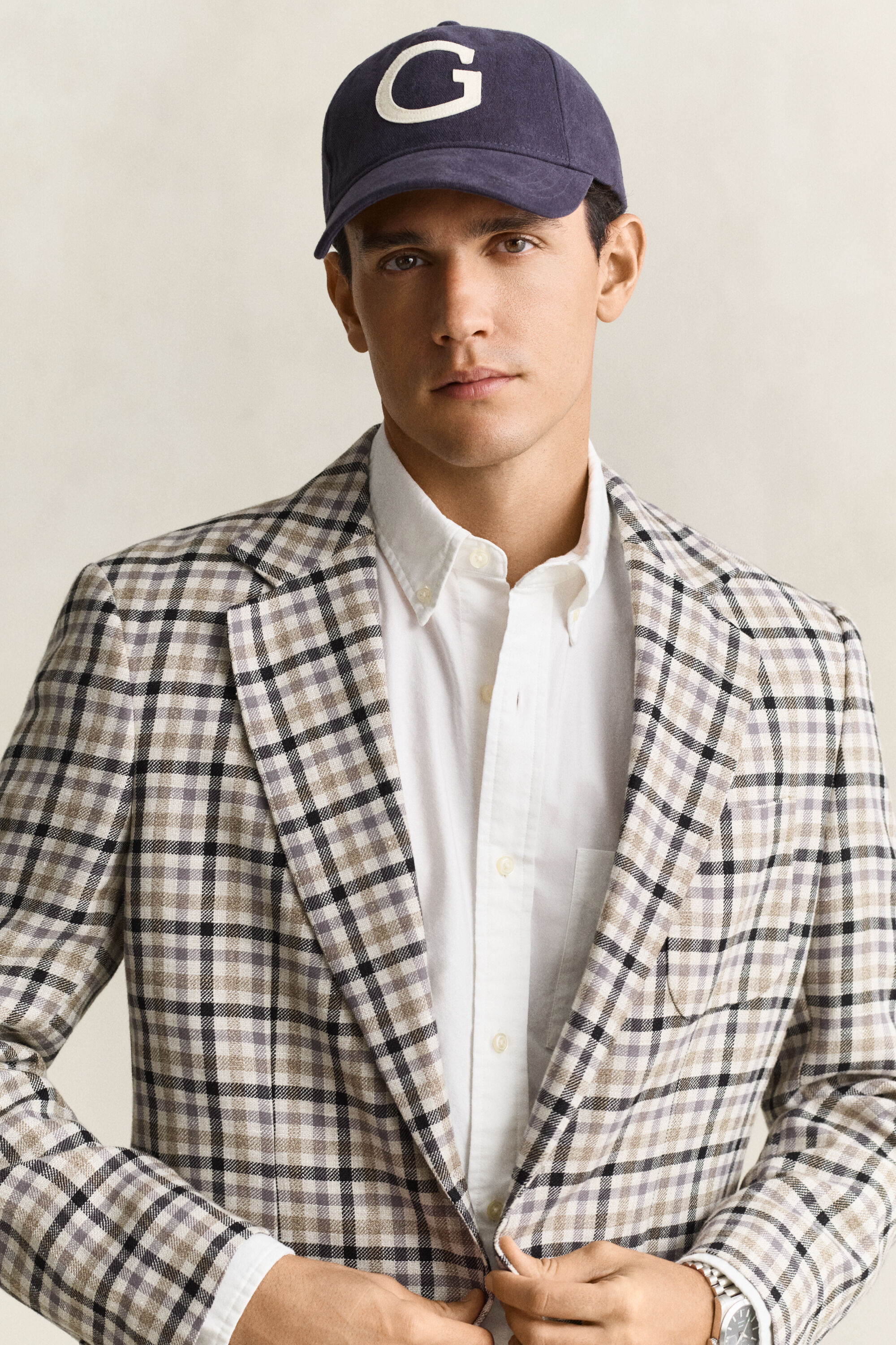 Wool Linen Check Blazer