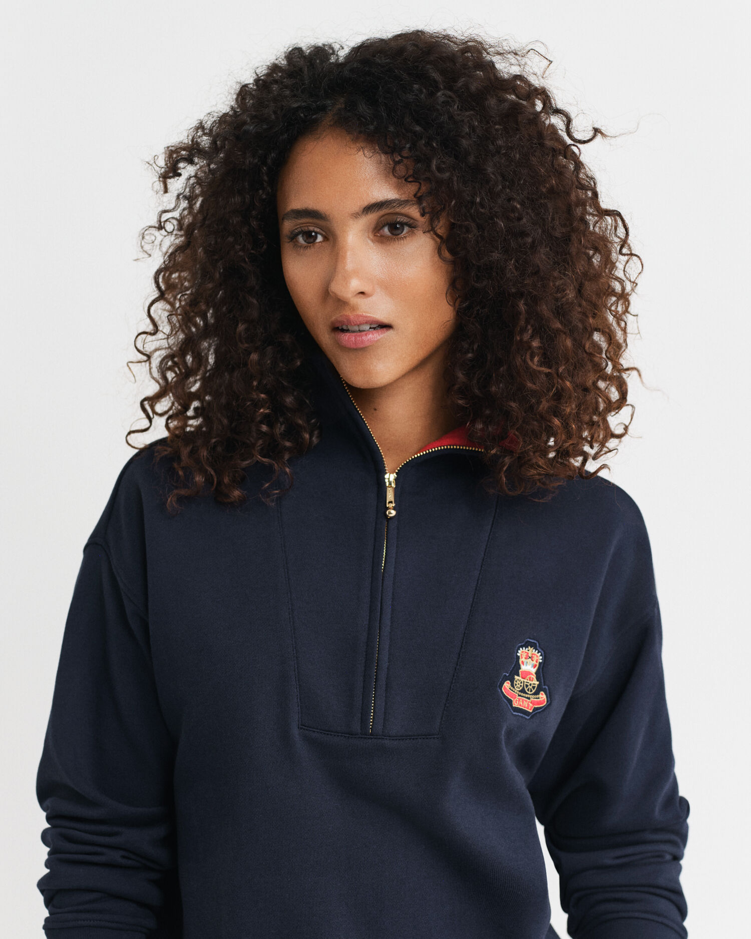 Crest Badge Half Zip Sweatshirt