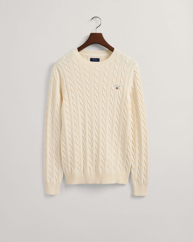 Cotton Cable Neck Sweater -
