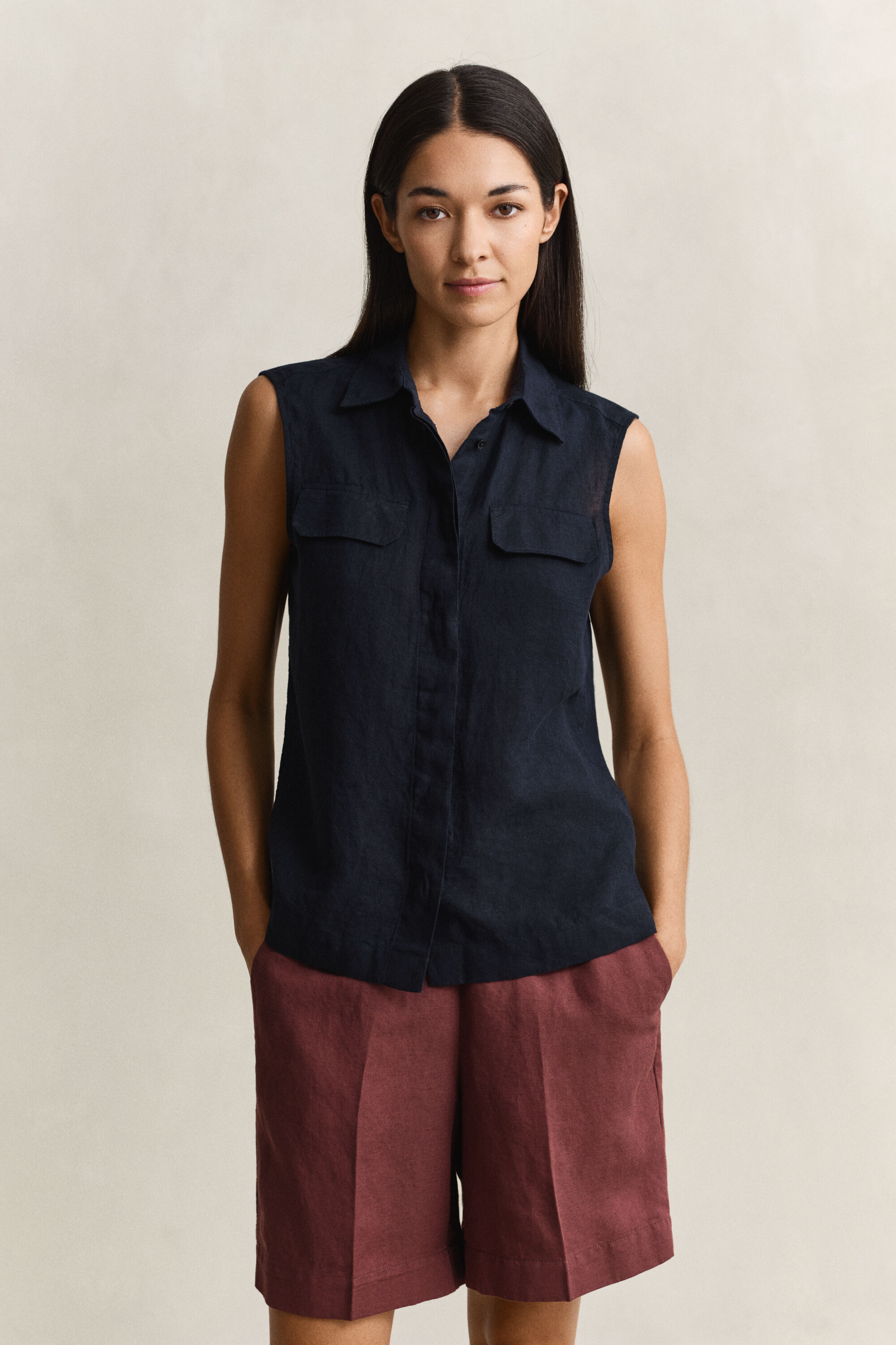 Sleeveless Linen Shirt