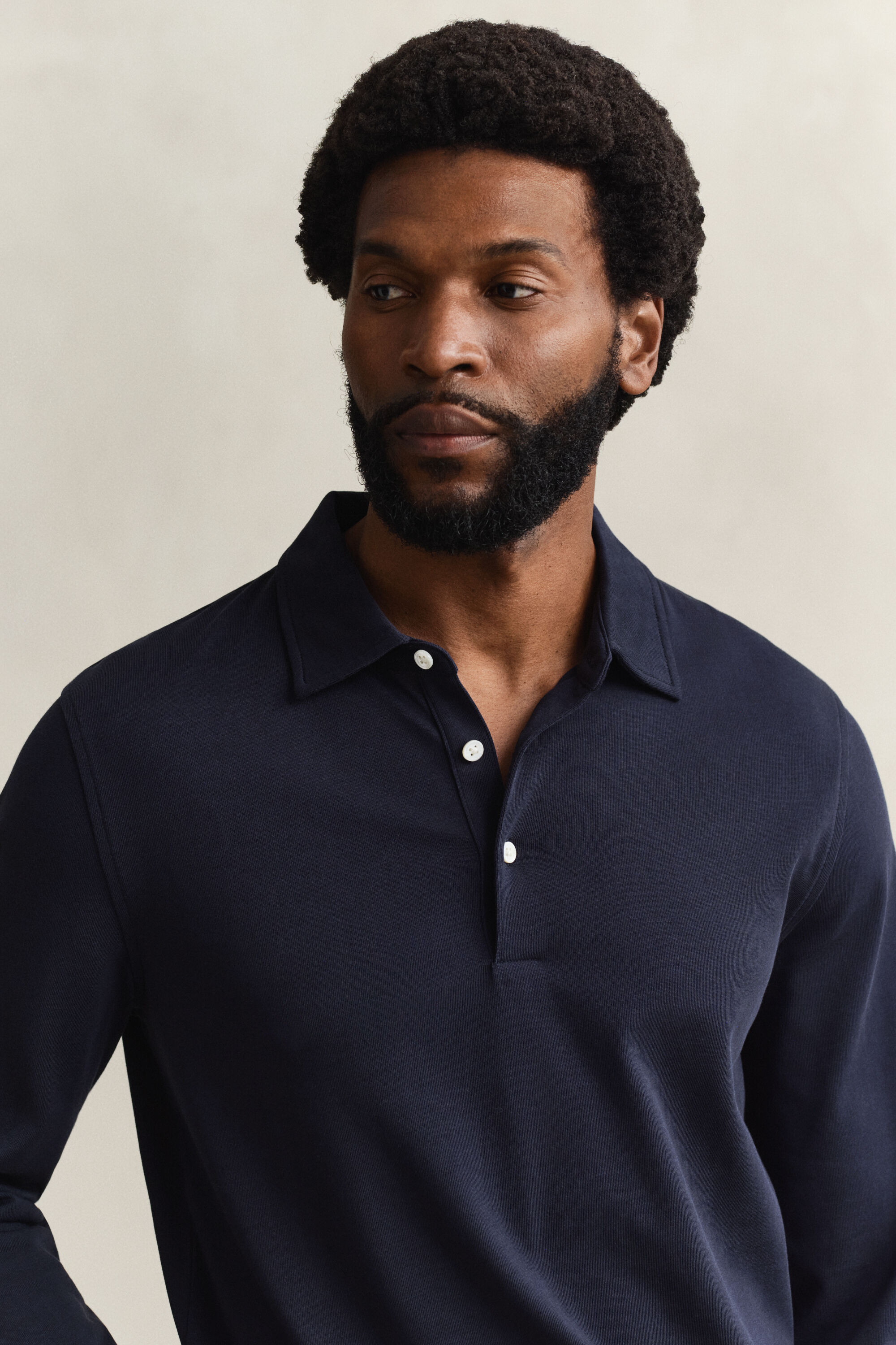 Pima Cotton Long Sleeve Polo Shirt