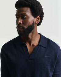 Linen Blend  Short Sleeve Polo Sweater