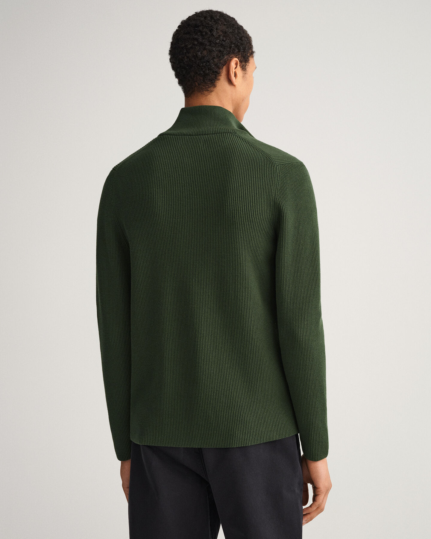 Rib Texture Full-Zip Sweater