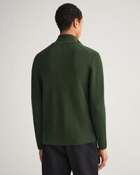 Rib Texture Full-Zip Sweater