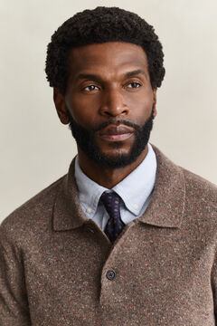 Wool Blend Nepps Polo Sweater — FADED TAUPE 4