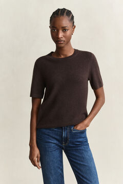 Cashmere Short Sleeve Sweater — DEEP BROWN 5
