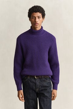 Textured Cotton Wool Turtleneck Sweater — PANSY PURPLE 5