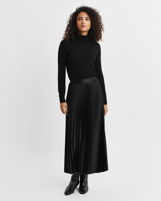 Pleated Sateen Skirt