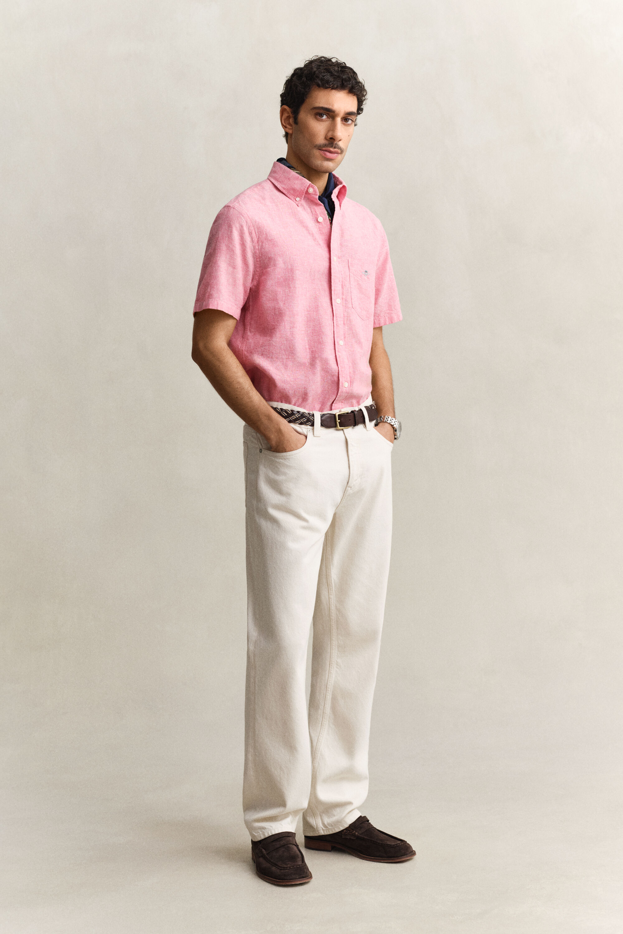 Linen Blend Short Sleeve Shirt