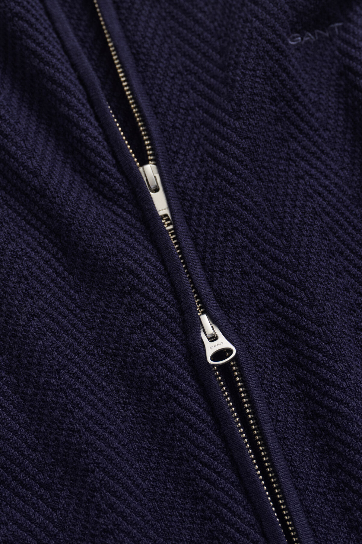 Herringbone Zip Cardigan — EVENING BLUE