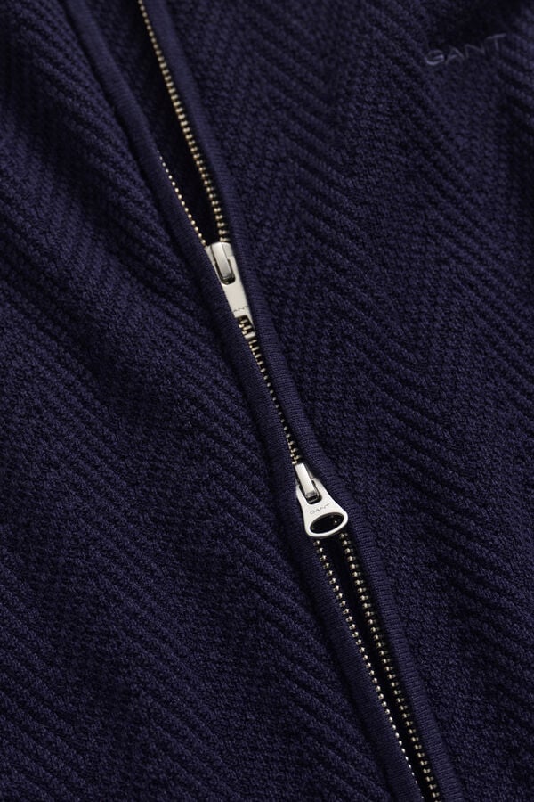 Herringbone Zip Cardigan — EVENING BLUE