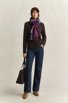 Cashmere Cable Knit Sweater — DEEP BROWN 5