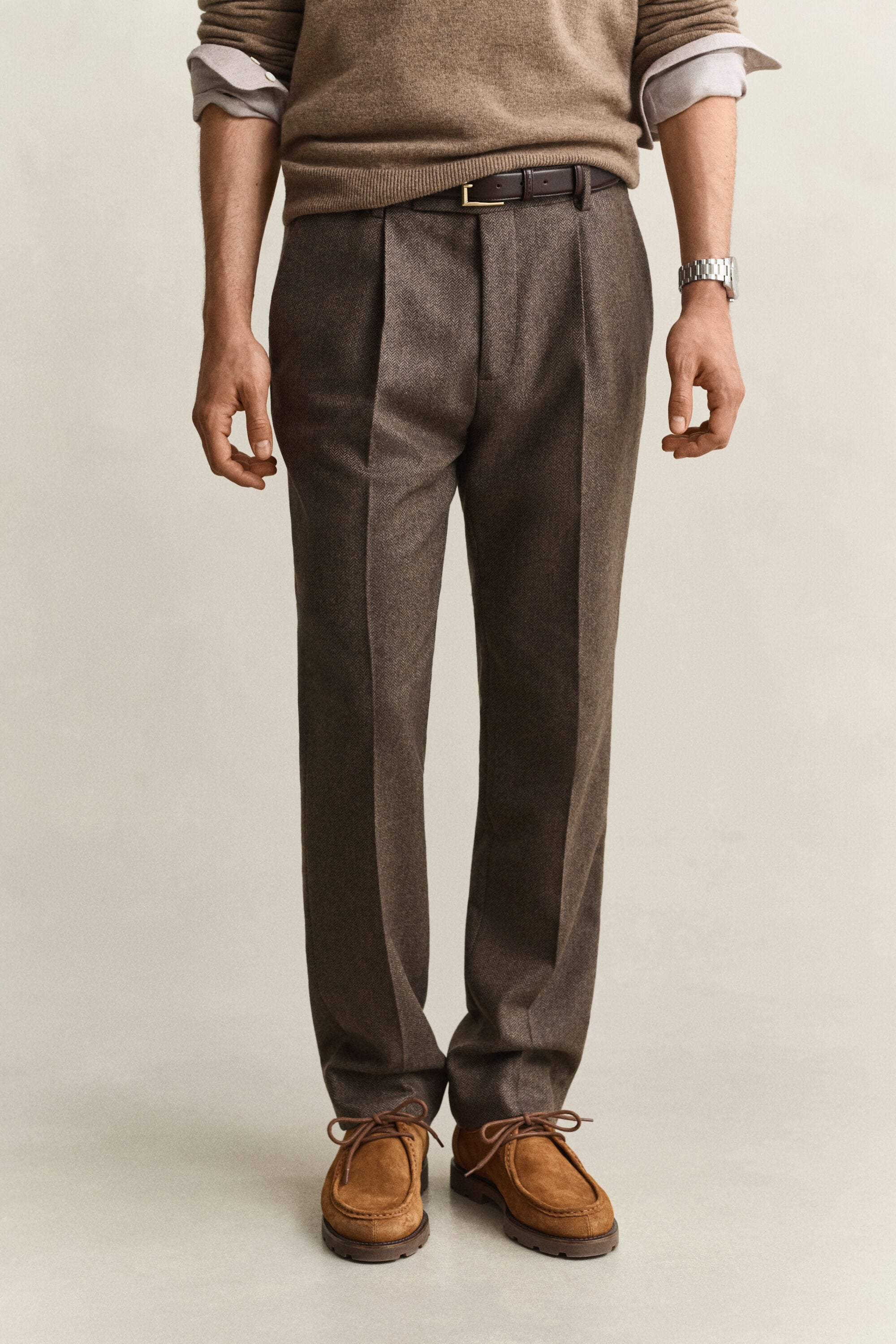 Wool Herringbone Suit Pants