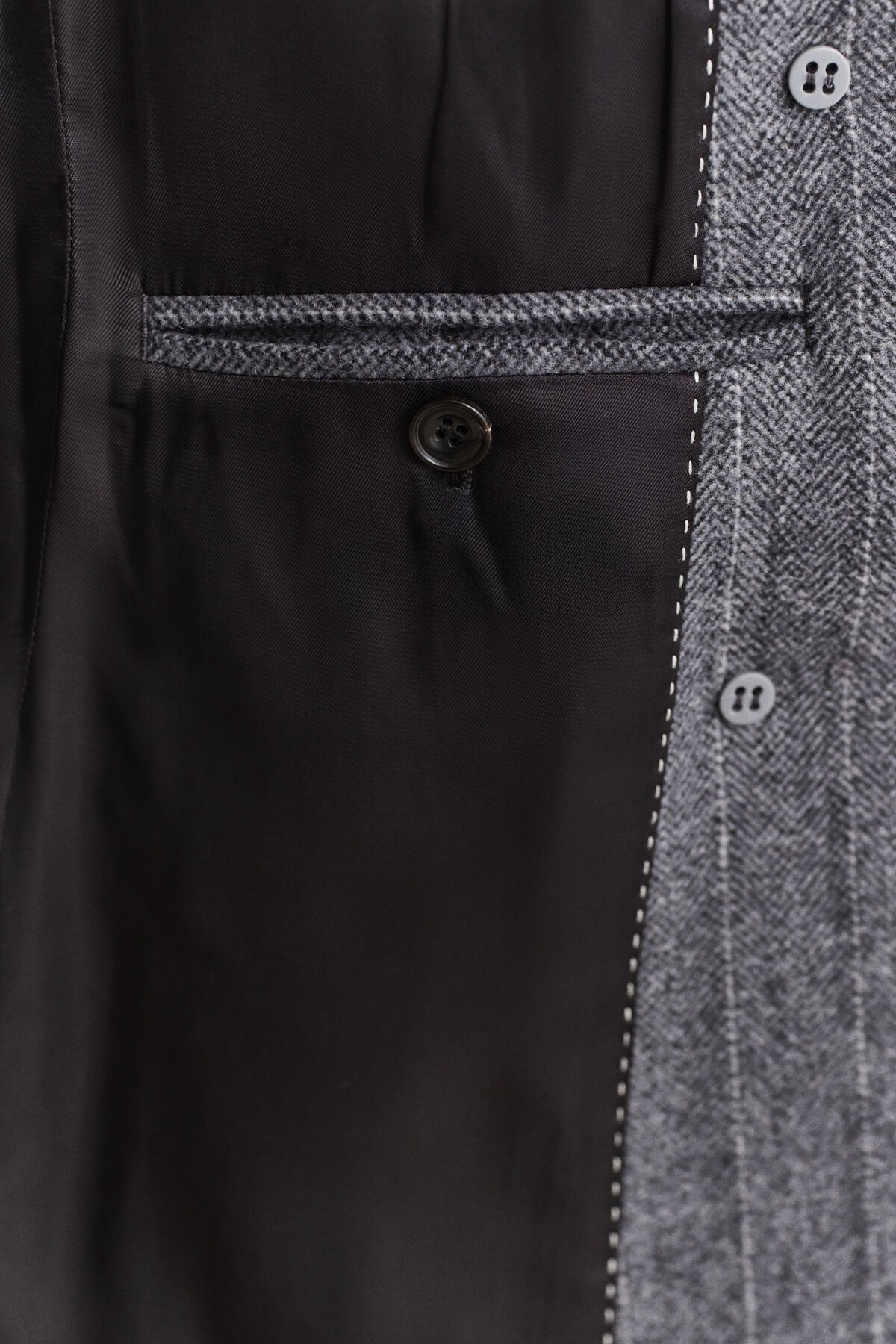 Striped Wool Blend Coat — CHARCOAL MELANGE