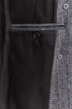 Striped Wool Blend Coat — CHARCOAL MELANGE 3