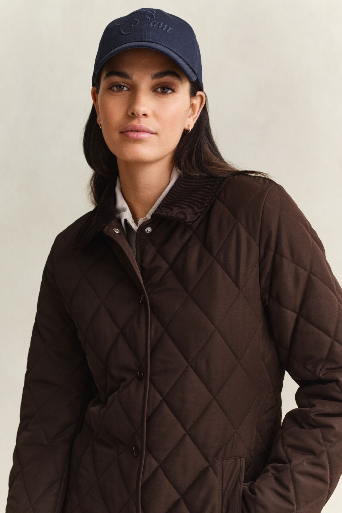 Fitted Quilted Coat — DEEP BROWN