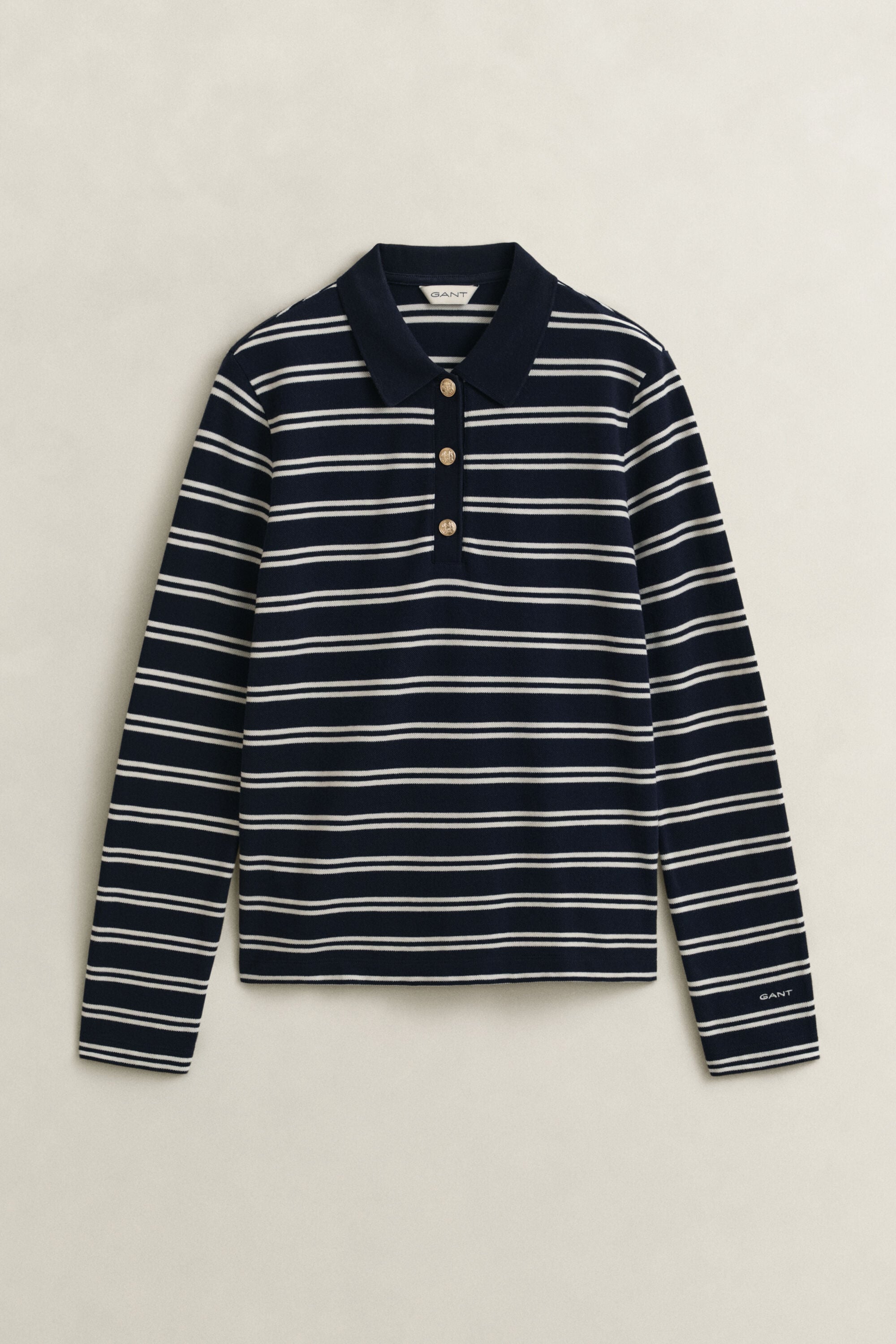 Striped Piqué Polo Top