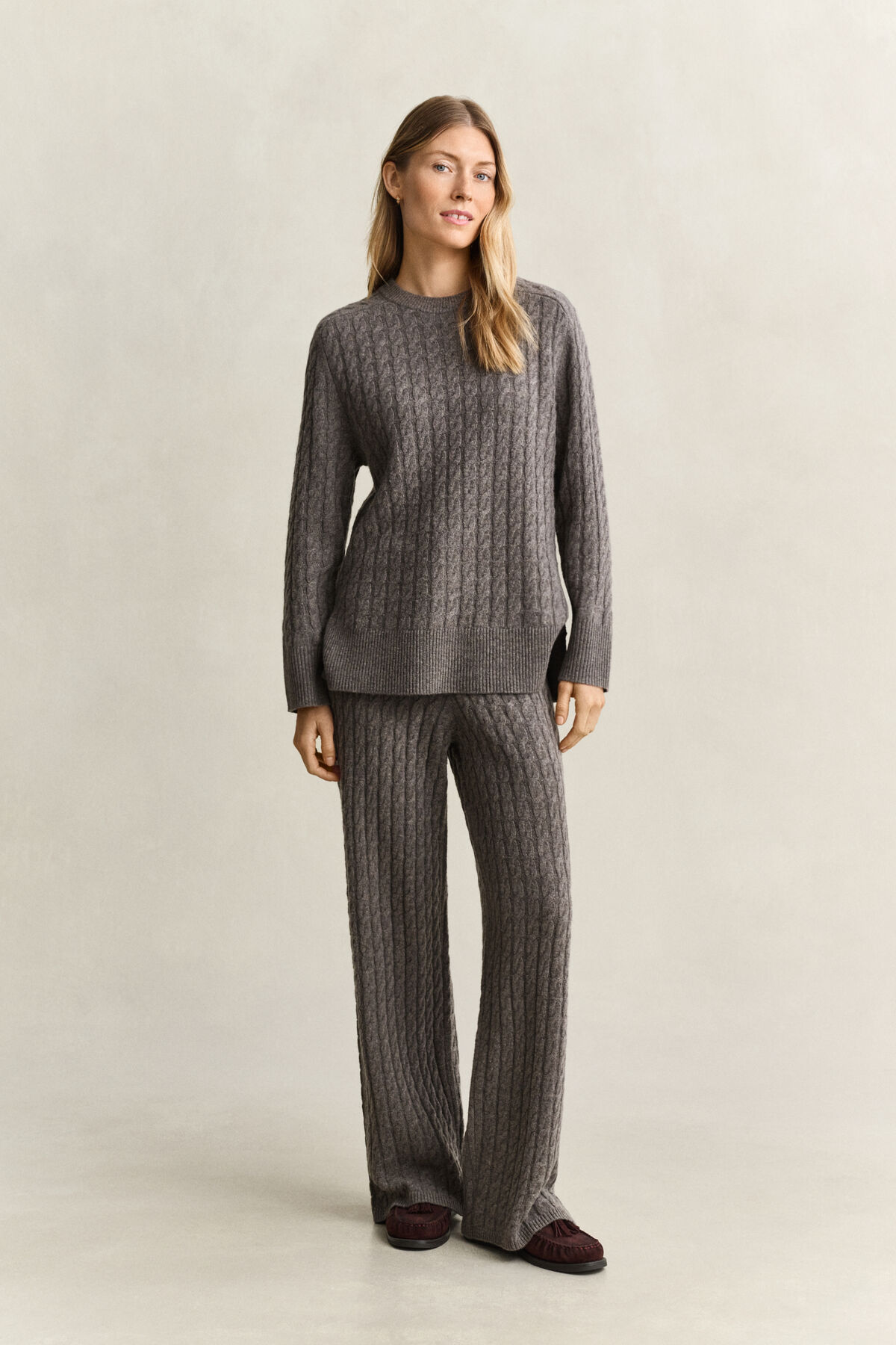Wool Cashmere Blend Pants — BROWN MELANGE