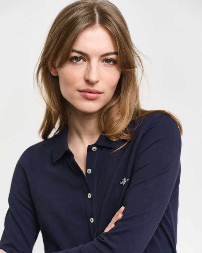 Shield Long Sleeve Piqué Polo Shirt