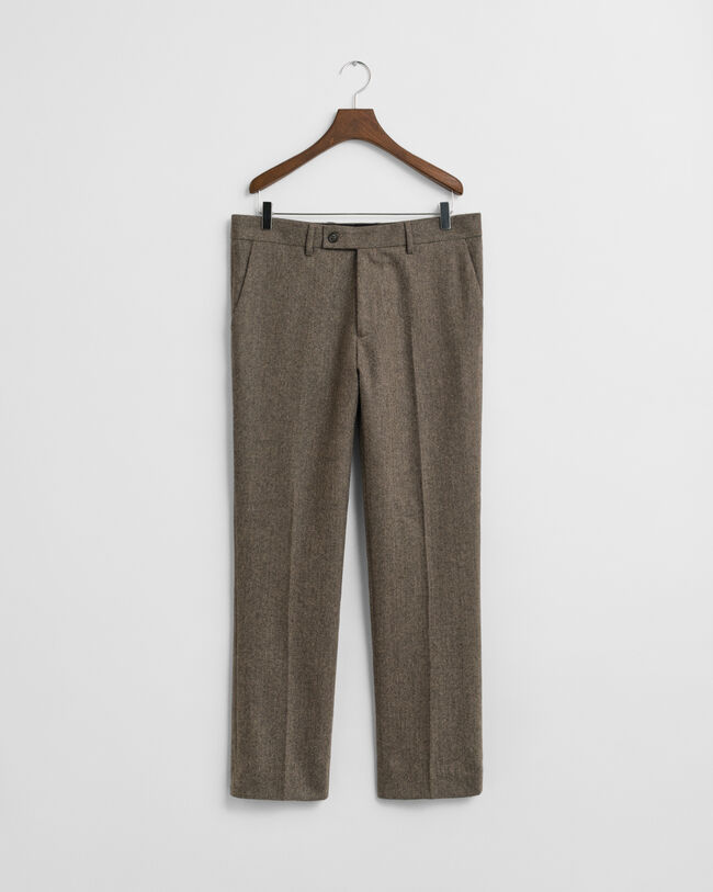 Slim Fit Flannel Herringbone Suit Pants