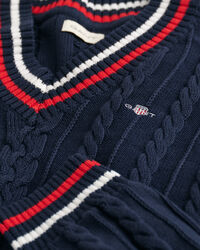 Teens Striped Cable Knit V-Neck Sweater