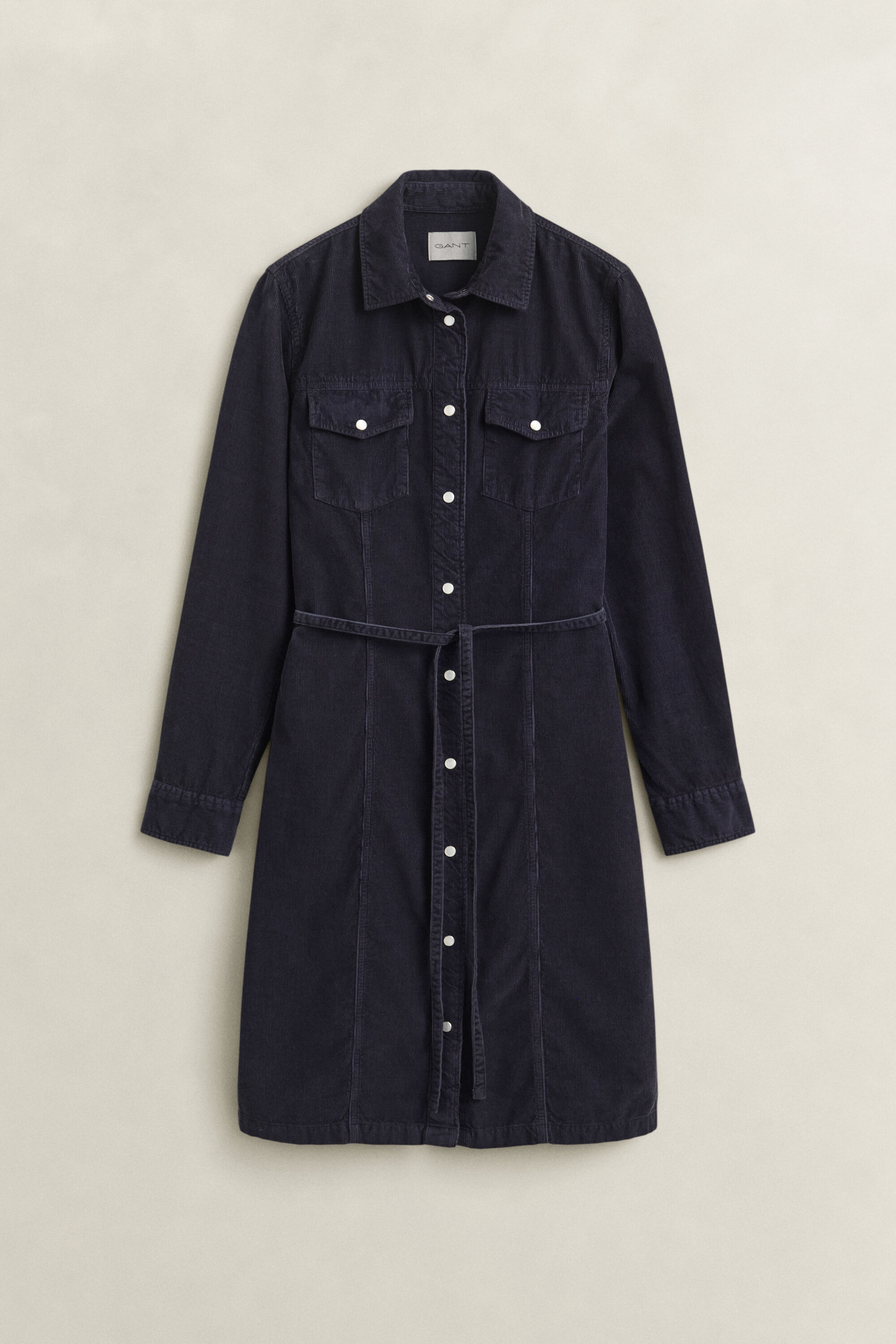 Belted Corduroy Shirt Dress
