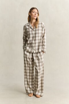Checked Flannel Pajama Set — MIST TAUPE 8