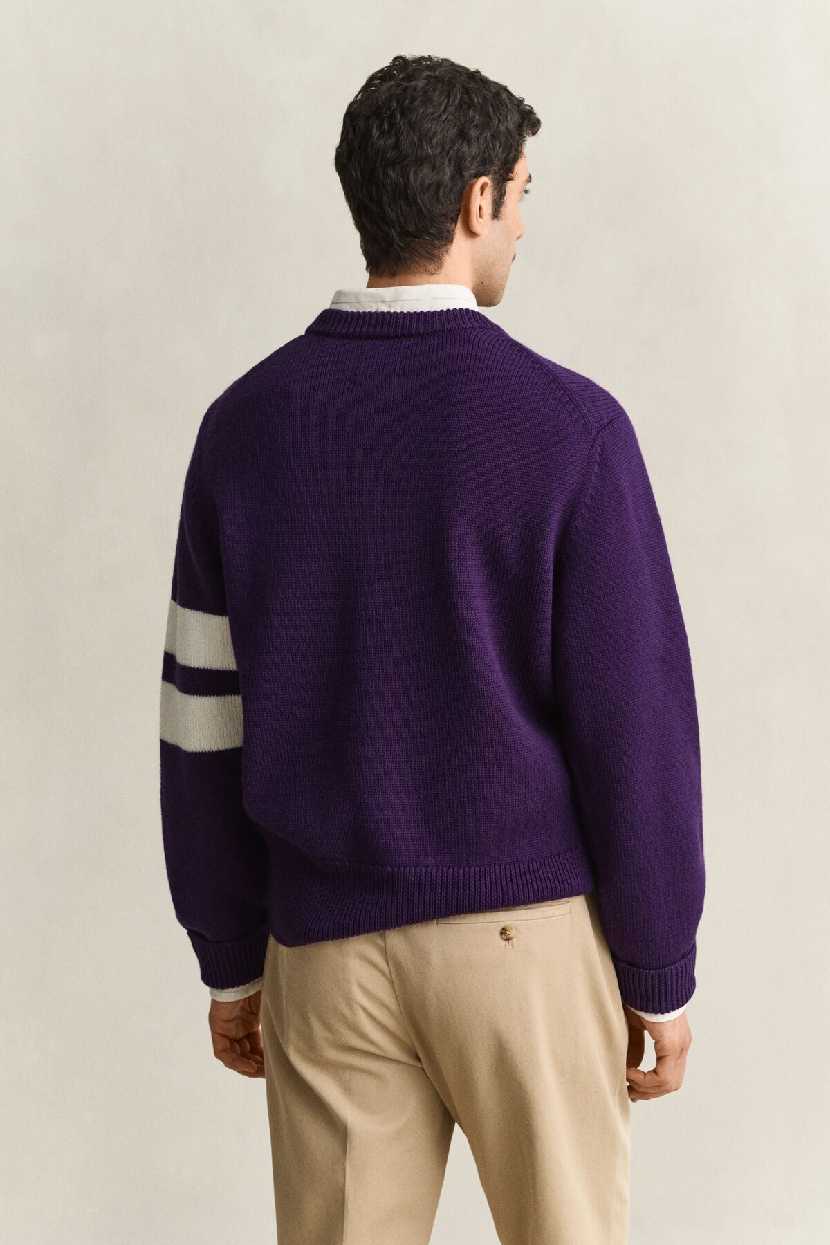 Striped Merino Wool Sweater — PANSY PURPLE