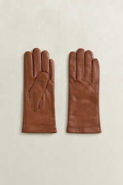 Cashmere Lined Leather Gloves — COGNAC 2