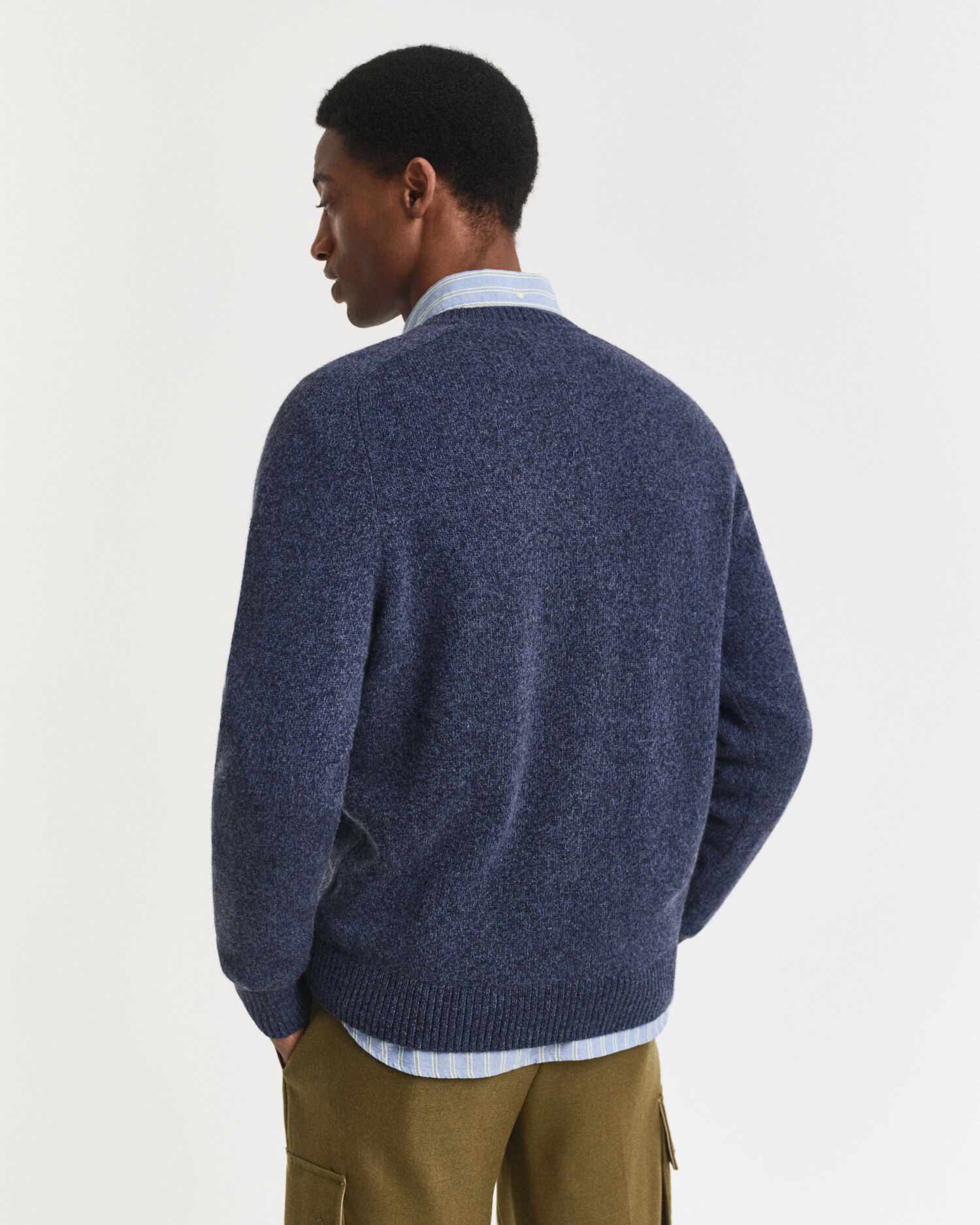 Wool Blend Mouliné Crew Neck Sweater