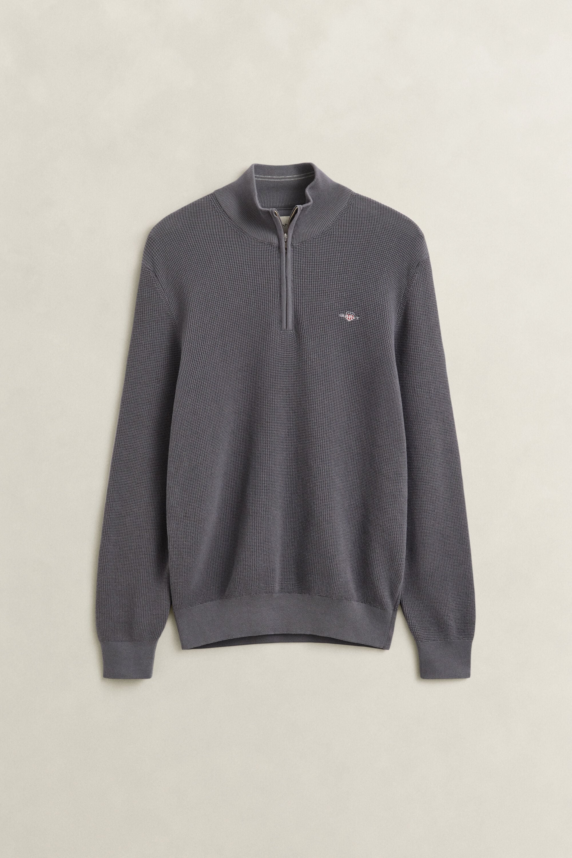 Textured Cotton Half-Zip Sweater