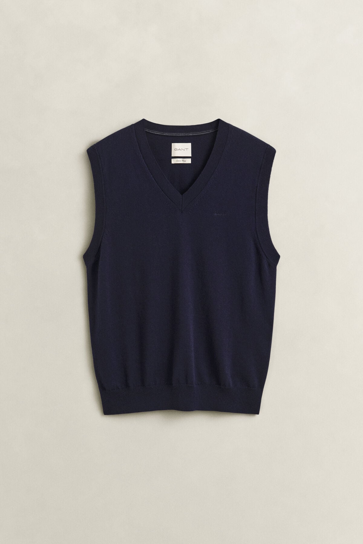Cotton Wool V-Neck Vest — EVENING BLUE