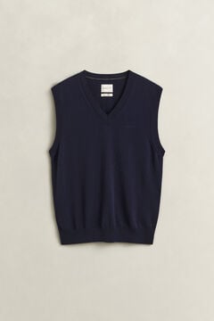 Cotton Wool V-Neck Vest — EVENING BLUE 1
