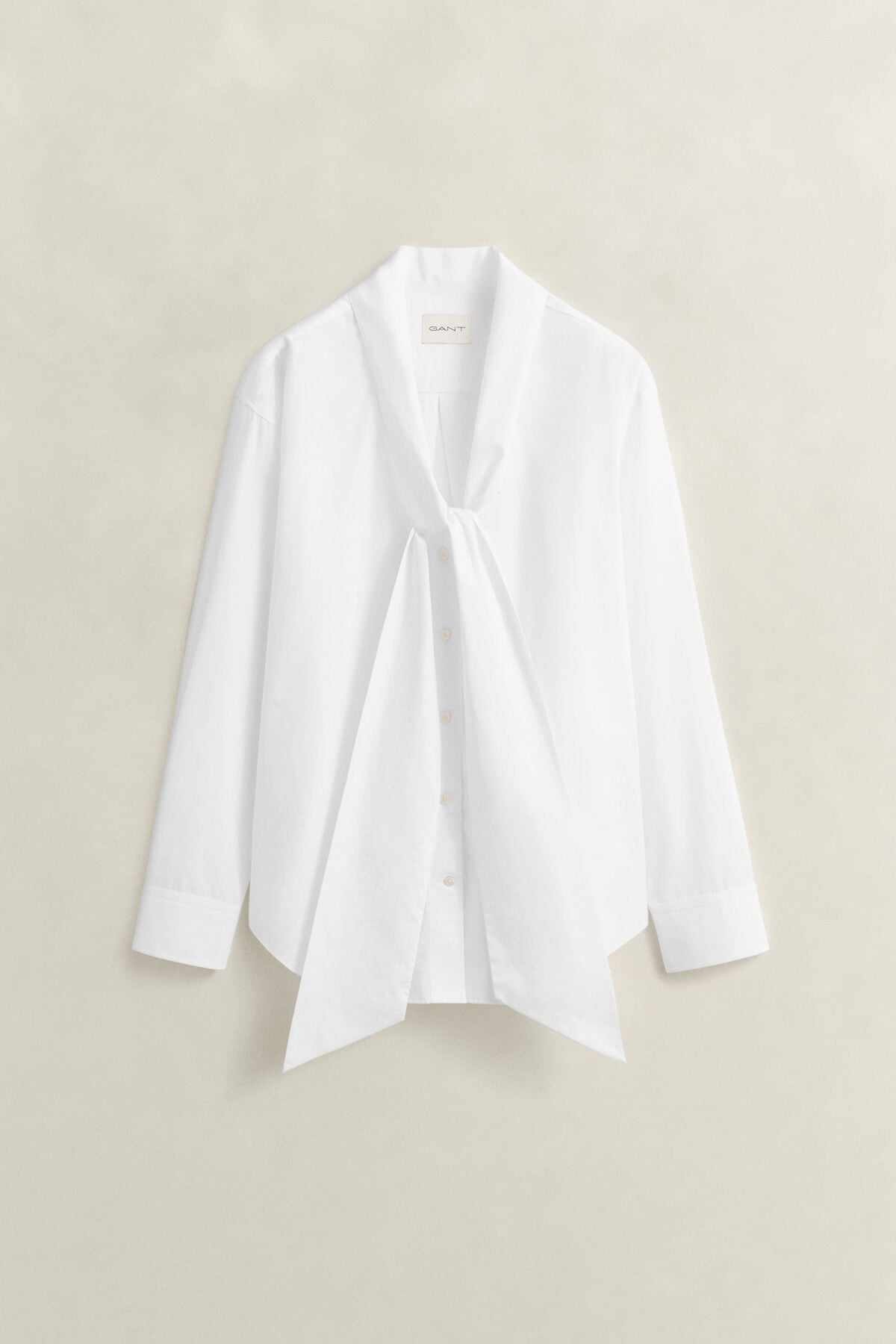 Poplin Bow Tie Shirt — WHITE