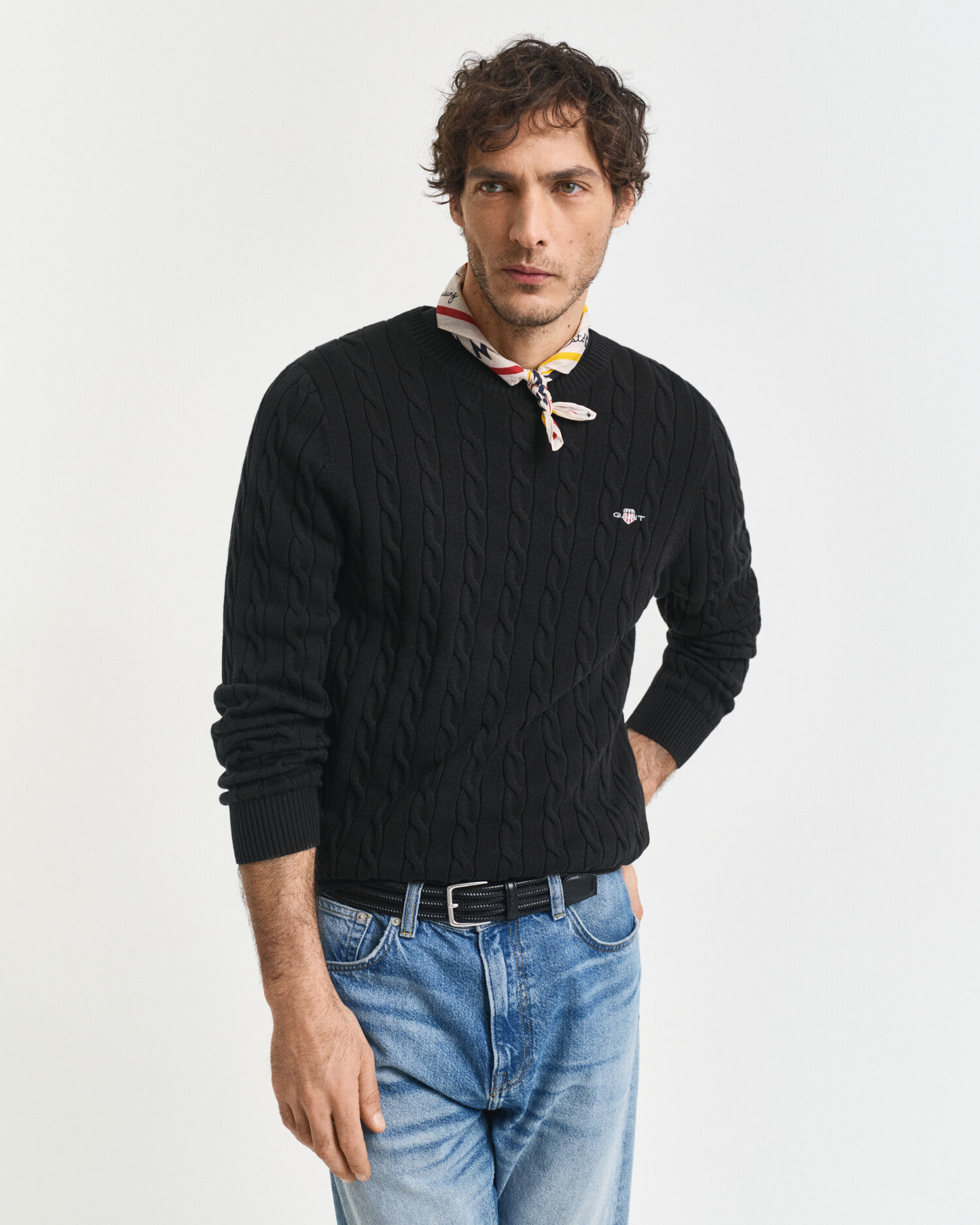 Lambswool Cable Knit Polo Sweater - GANT